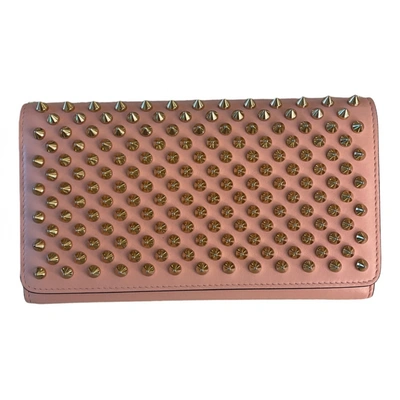 Pre-owned Christian Louboutin Macaron Leather Wallet In Pink