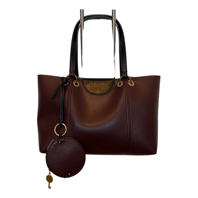 Pre-owned See By Chloé Leather Tote In Burgundy