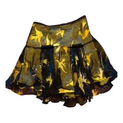 Pre-owned Diane Von Furstenberg Silk Mini Skirt In Navy