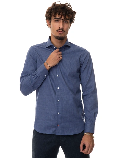 Càrrel Casual Shirt Blu Denim Cotton Man In Blue Denim