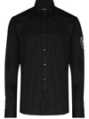 Balmain Logo-patch Poplin Shirt In Schwarz