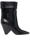 Saint Laurent Niki 85 Ysl-logo Leather Ankle Boots In Nero