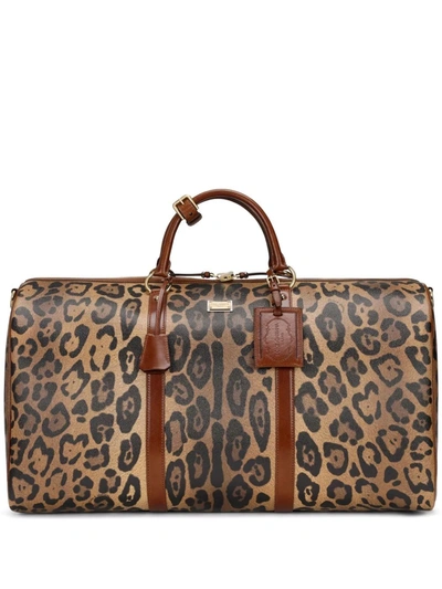 Dolce & Gabbana Leopard-print Leather Satchel In Multicolor