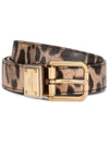 Dolce & Gabbana Leopard-print Crespo Belt With Branded Plate In Braun