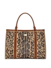 Dolce & Gabbana Leopard-print Leather Tote Bag In Brown