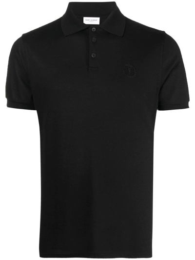 Saint Laurent Cassandre Polo Shirt In Black