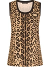 Dolce & Gabbana Leopard-print Jersey Tank Top In Braun