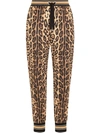 Dolce & Gabbana Jersey Jogging Pants With Leopard Print In Braun