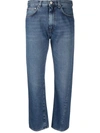 Totême Twisted Seam High-rise Straight-leg Organic-denim Jeans In Blau