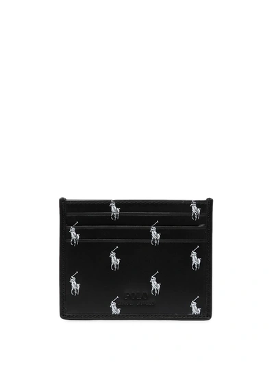 Polo Ralph Lauren Leather Card Holder With Logo In Black