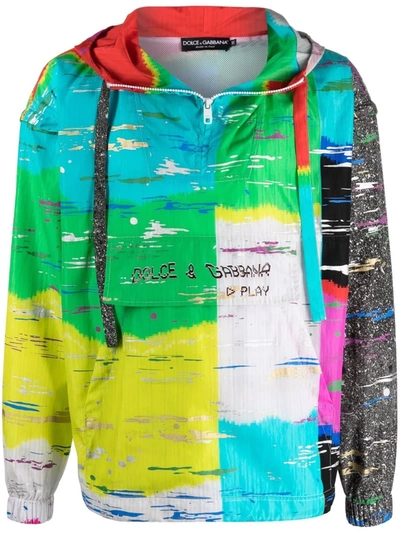 Dolce & Gabbana Abstract-print Logo Hoodie In Weiss