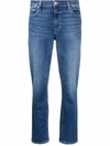 Paige Claudine High Waist Frayed Hem Flare Jeans In Blau