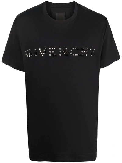 Givenchy Stud-embellished Logo Cotton T-shirt In Black