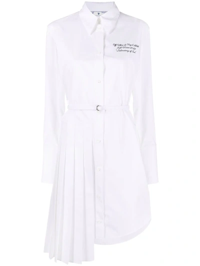 Off-white Popeline Asymmetric Shirt Dress In Schwarz