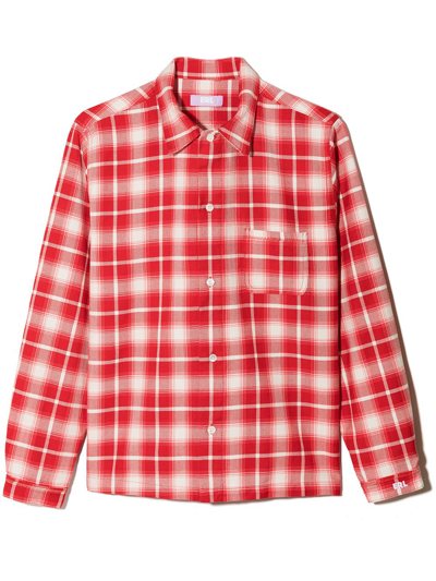 Erl Kids' Check-pattern Flannel Shirt In Red