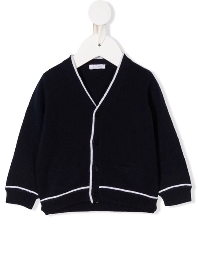 Il Gufo Babies' Contrast Piping Cardigan In Blue