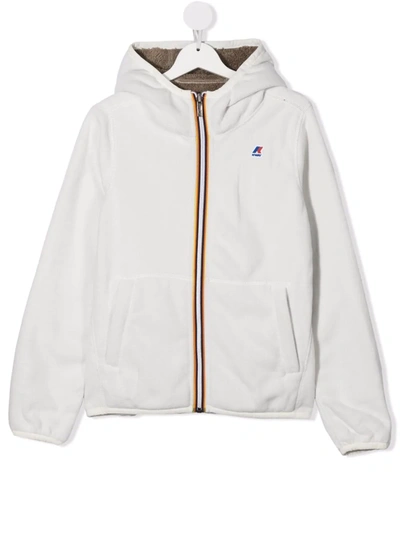 K-way Teen Reversible Zip-up Hooded Jacket In White