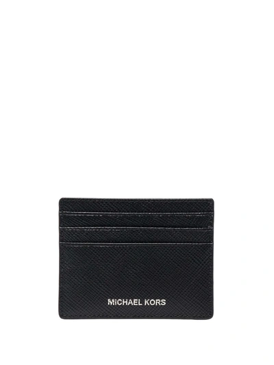 Michael Kors Logo-print Leather Card Wallet In Black