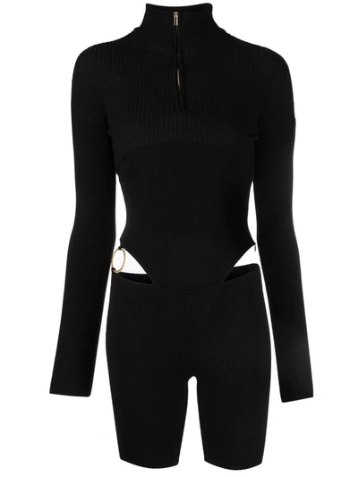 Jacquemus Bormio Bodysuits With Cut-out Details In Black