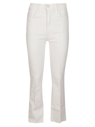 Mother The Hustler Ankle Fray Bootcut Jeans In White