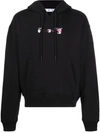 OFF-WHITE ACRYLIC ARROW OVER HOODIE BLACK AND FUCHSIA