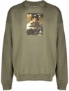 OFF-WHITE CARAVAGGIO BOY SKATE CREWNECK GREEN MULTICOLOR