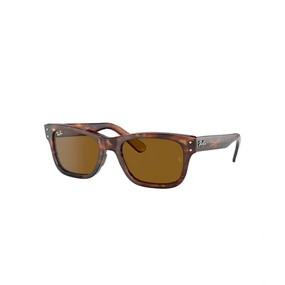 Ray Ban Burbank Sunglasses Striped Havana Frame Brown Lenses 55-20