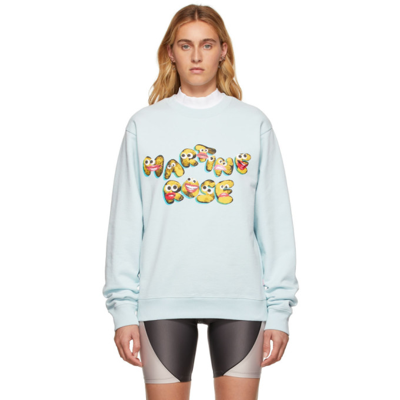 Martine Rose Blue Googly Eyes Sweatshirt In Light Blue