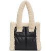 STAND STUDIO BLACK & OFF-WHITE QUILTED SMALL LIZ TOTE