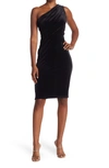 Love By Design Laura One Shoulder Velvet Sheath Dress In Black