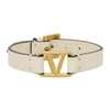 Valentino Garavani Vlogo Singature Leather Bracelet In Light Ivory