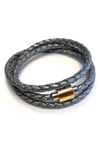 Liza Schwartz Leather Wrap Bracelet In Grey