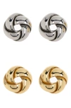 Adornia 14k Gold Vermeil & Sterling Silver Twisted Knot Stud Earrings Set In Multi