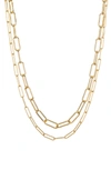 Adornia 14k Gold Plated 3mm & 4mm Paperclip Chain Necklace Set In Gold