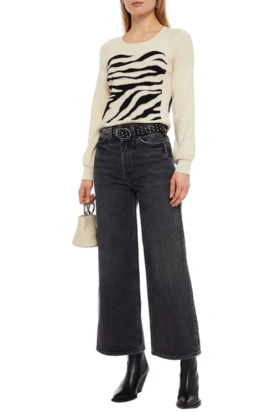 Just Cavalli Ribbed Jacquard-knit Jumper In Ivory