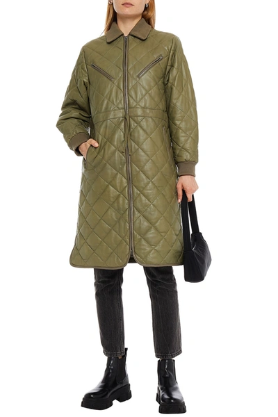 Muubaa Quilted Leather Coat In Black