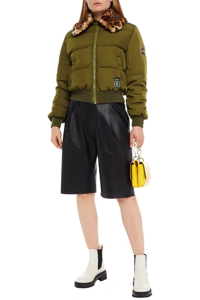Marc Jacobs Faux Fur-trimmed Quilted Shell Jacket In Black