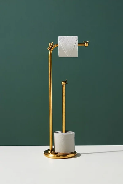 Anthropologie Melody Standing Toilet Paper Holder In Brown