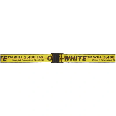 Off-white Yellow Mini Classic Industrial Belt In Black,silver