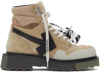 Off-white Arrow Motif Hiking Sneaker Boots In Beige