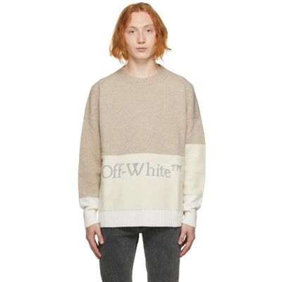 Off-white Two-tone Woolmark Blocked Sweater In Beige