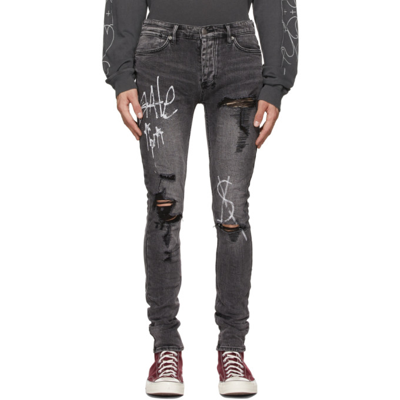 Ksubi Ssense Exclusive Black Van Winkle Graffiti Jeans In Black