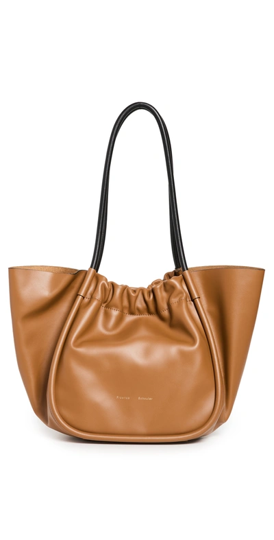 Proenza Schouler Large Ruched Smooth Leather Tote Bag In Brown