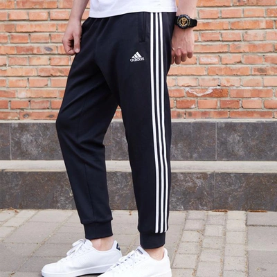 Adidas Originals 针织毛圈男款运动裤 秋季新款保暖透气微弹男士长裤 In Black