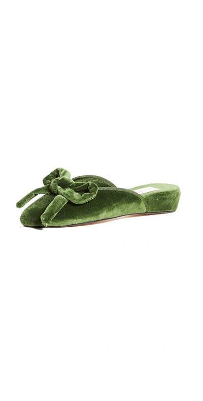 Olivia Morris At Home Daphne Bow Slipper In Lime Green