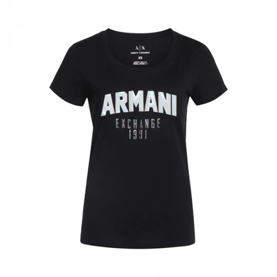 Armani Exchange 女款时尚字母烫印短袖t恤armani Outlet In Black