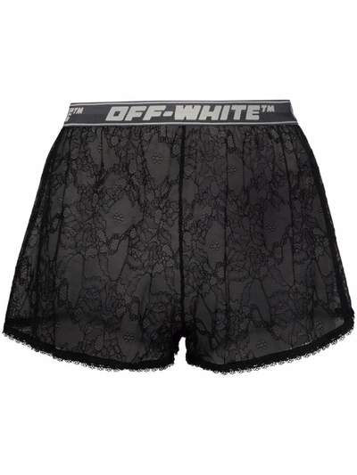 Off-white Logo-waistband Lace Boxers In Black