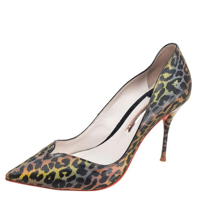 Pre-owned Sophia Webster Multicolor Holographic Leopard Print Pvc Izzy Pumps Size 38