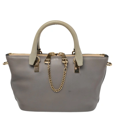 Pre-owned Chloé Grey/beige Leather Small Baylee Tote