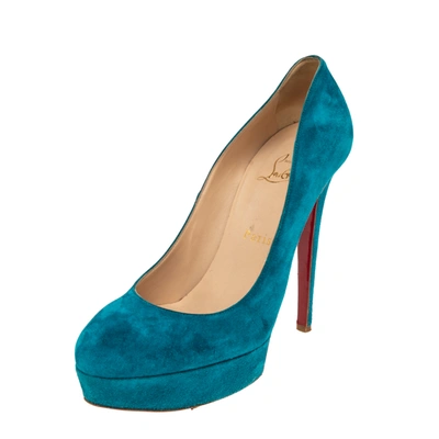 Pre-owned Christian Louboutin Blue Suede Bianca Pumps Size 39